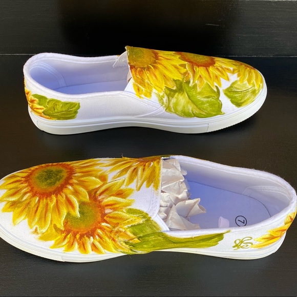 NEW Hand Painted Sunflowers on Slip ons - Special Orders Accepted as Well - Picture 6 of 6